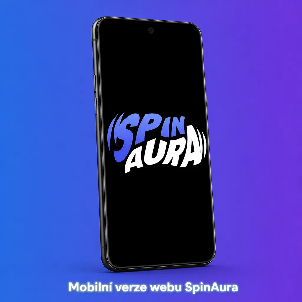 Mobilní verze webu SpinAura v prohlížeči s nabídkou her a sázek pro Android i iOS bez instalace aplikace