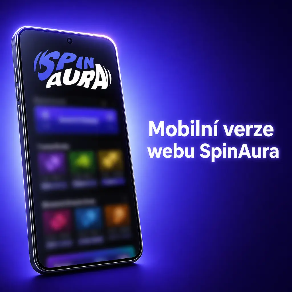 Mobilní verze webu SpinAura s přístupem do kasina, live kasina a sportovního sázení v prohlížeči